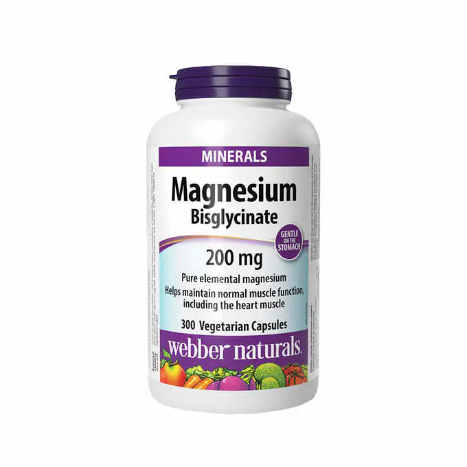 webber naturals Magnesium Citrate 200 mg – 300 Capsules 双甘氨酸镁片200mg 300粒