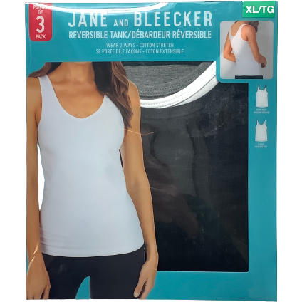Jane and Bleecker Women’s 3-Pack Cotton Stretch Reversible Tank 女款背心