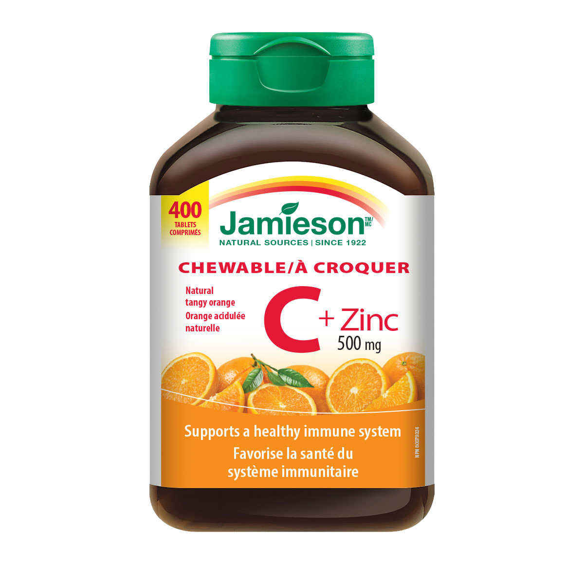 Jamieson Chewable Vitamin C + Zinc 健美生维C+锌咀嚼片 500mg*400片