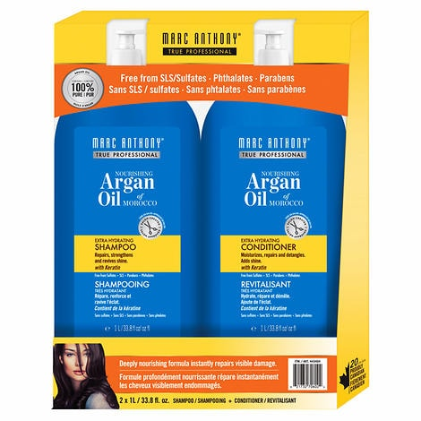 Marc Anthony True Professional Shampoo and Conditioner, 2 × 1 L 摩洛哥坚果油洗发水护发素1升+1升套装