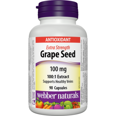 webber naturals Extra Strength Grape Seed 100:1 Extract 100 mg Capsules, 90-count 韦博高浓缩葡萄籽胶囊 90粒装