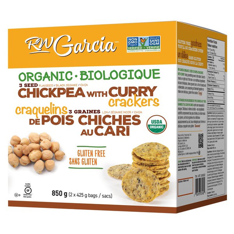 RW Garcia Organic Chickpea With Curry Crackers 2 x 425 g 咖喱味饼干