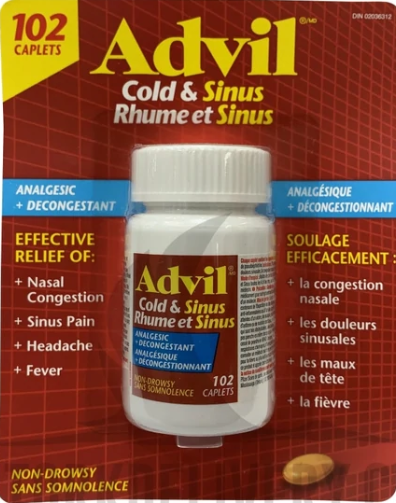 ADVIL COLD SINUS 102 CAPSULES 感冒药 102粒