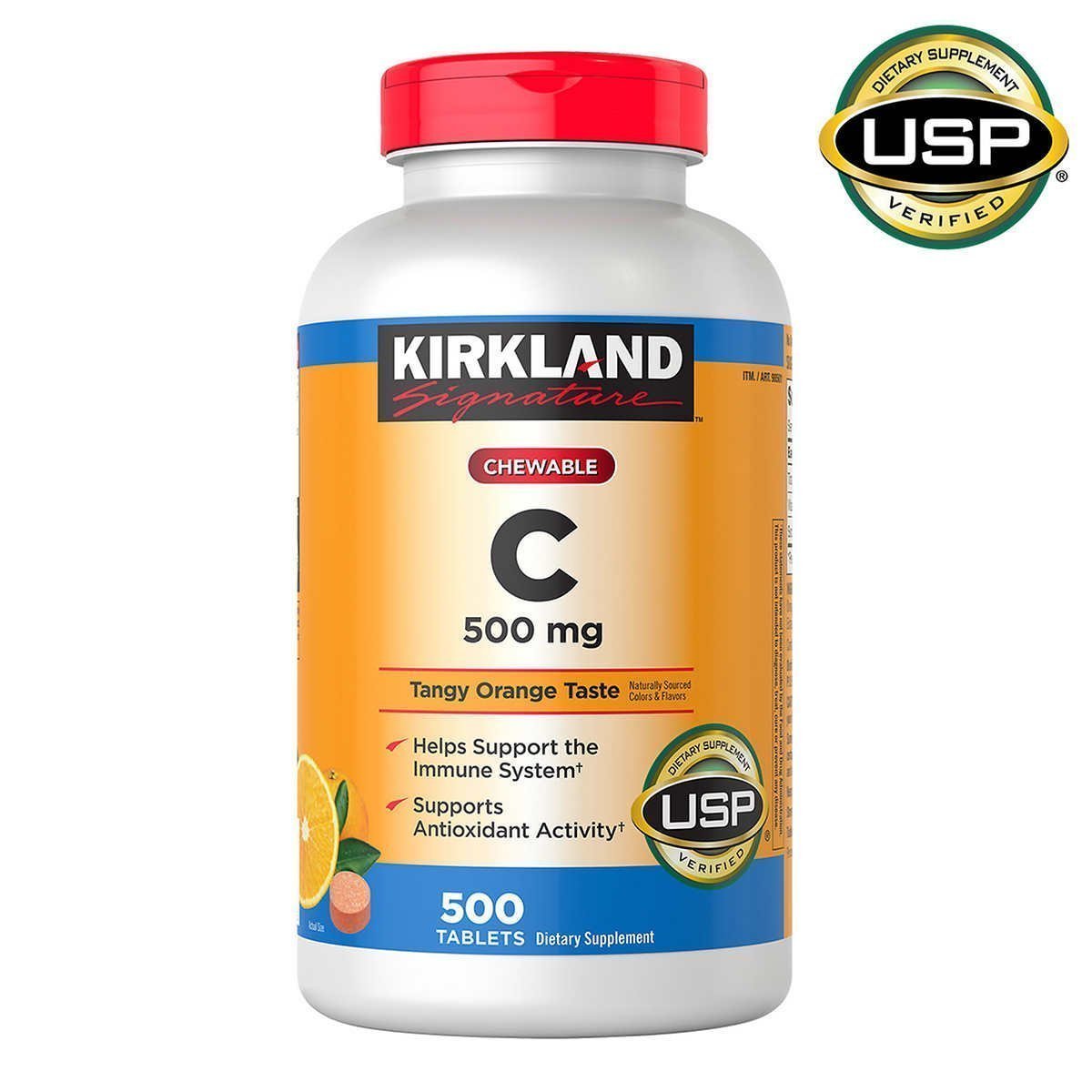 Kirkland 可兰 柯克兰 维生素C咀嚼片 500mg 500粒 儿童成人橙味VC