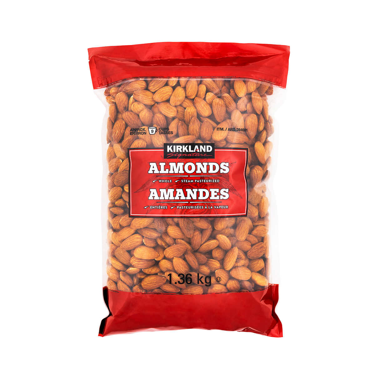 Kirkland Signature Whole Almonds  柯克兰大包装杏仁 1.36 kg