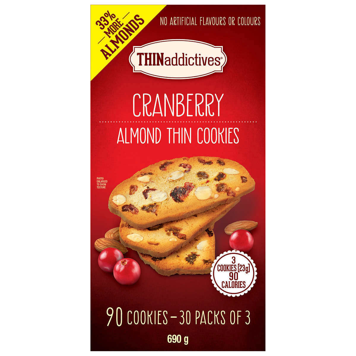 THINaddictives Cranberry Almond Thin Cookies, 690 g蔓越莓饼干