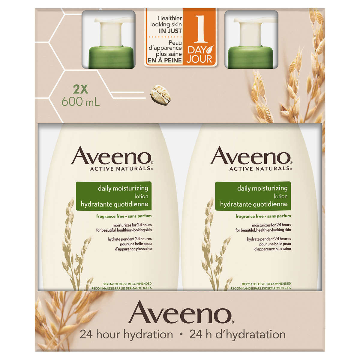 加拿大Aveeno/艾惟诺成人燕麦无香 保湿滋润 身体乳  600MLX2瓶