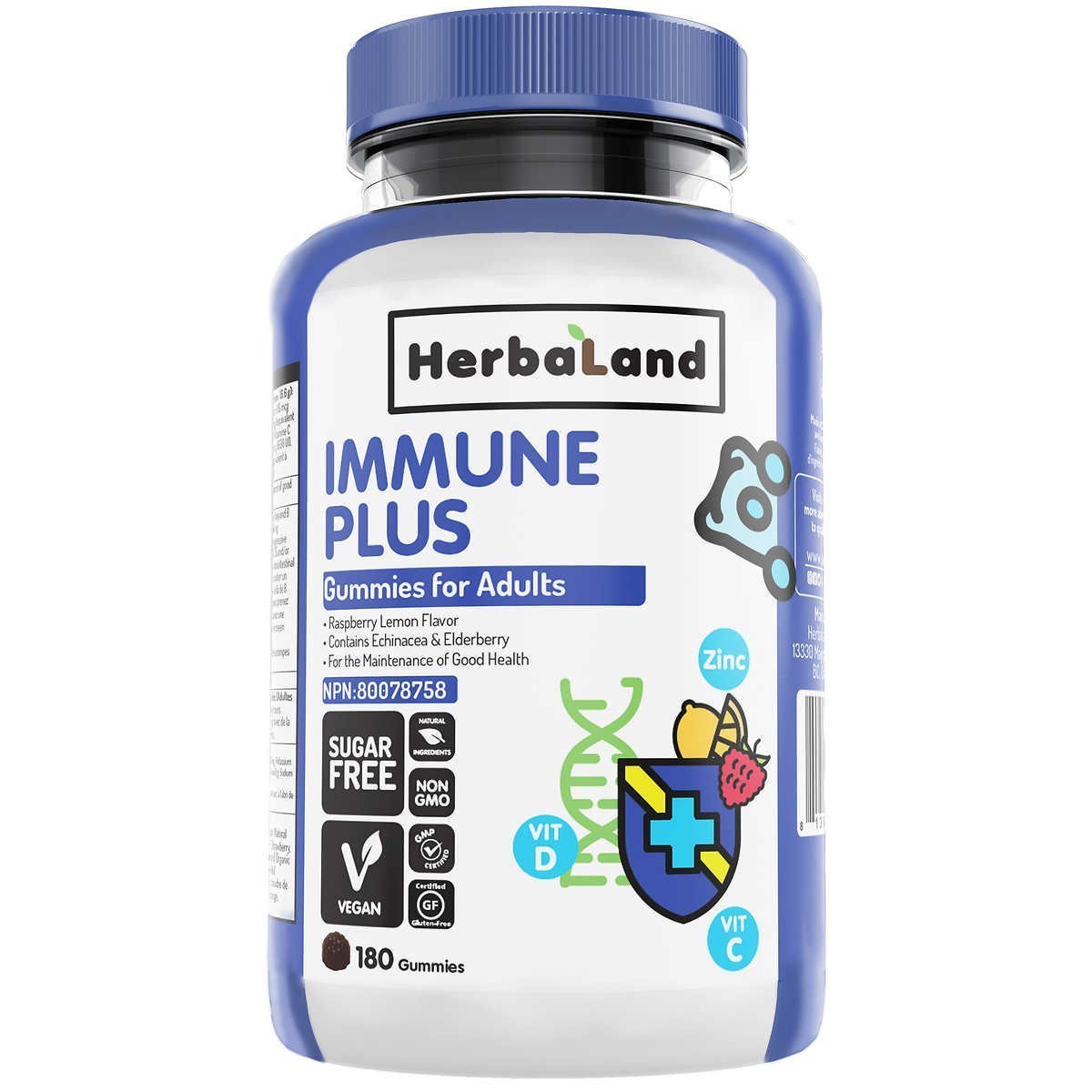 Herbaland黑接骨木维生素C紫锥菊锌VC增强免疫力营养软糖180粒