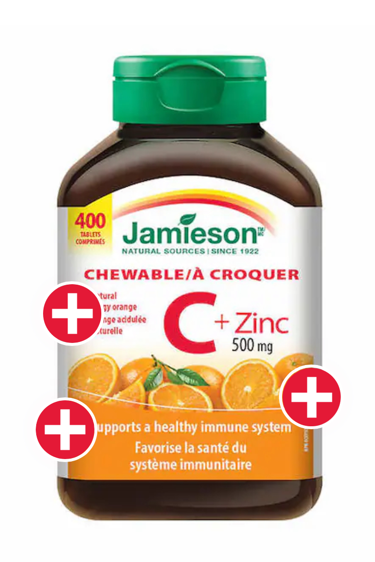 Jamieson Chewable Vitamin C + Zinc, 500 mg, 400 Tablets