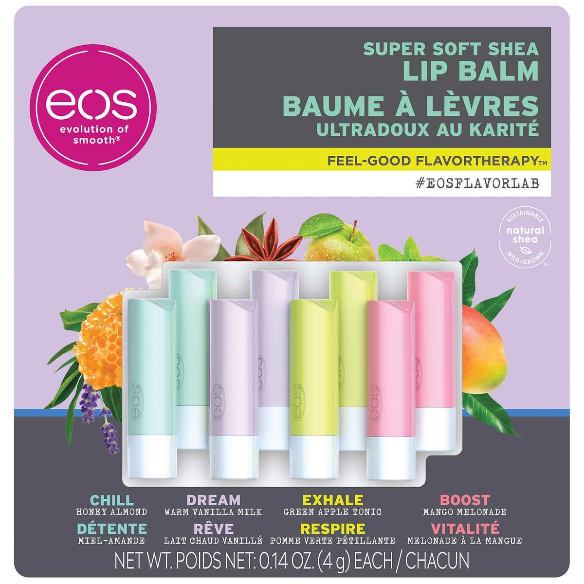 eos Flavorlab 2.0 – Super Soft Shea Lip Balm 超柔软乳木果润唇膏 – 8支装