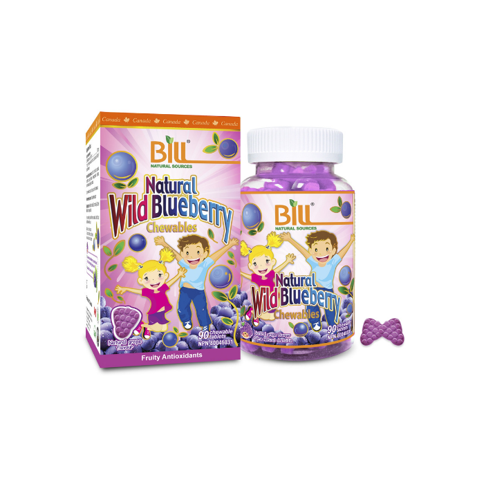 BILL® Natural Wild Blueberry 90 Chewable Tablets 比尔儿童蓝莓咀嚼片90粒