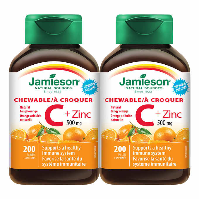 Jamieson健美生维生素C+锌咀嚼片 VC 橙子味 200片*2瓶