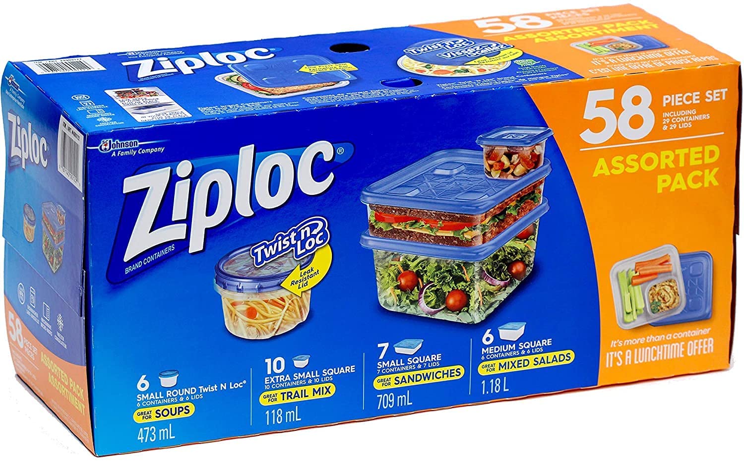 Ziploc 密封盒子 58件套