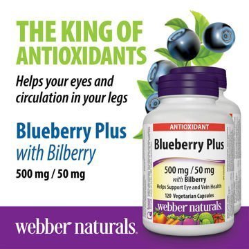 webber naturals Blueberry plus – 2 pack 伟博 护眼蓝莓浓缩精华胶囊含花青素 120粒 X 2瓶装