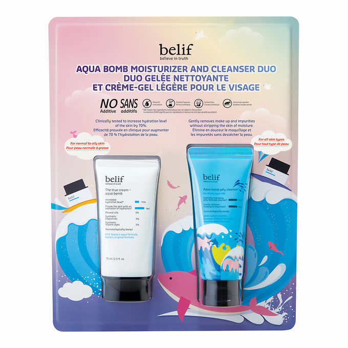 Belif Aqua炸弹保湿霜75ml+二重奏洗面奶100ml/套装