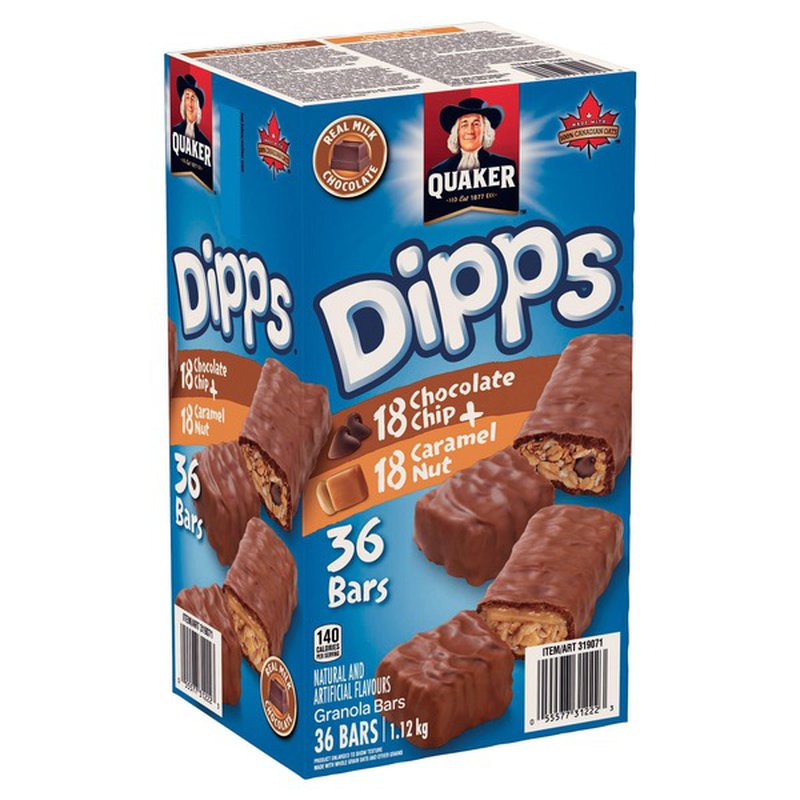 Quaker Dipps Chocolate Caramel Granola Bars Variety Pack 36 ct巧克力焦糖能量棒