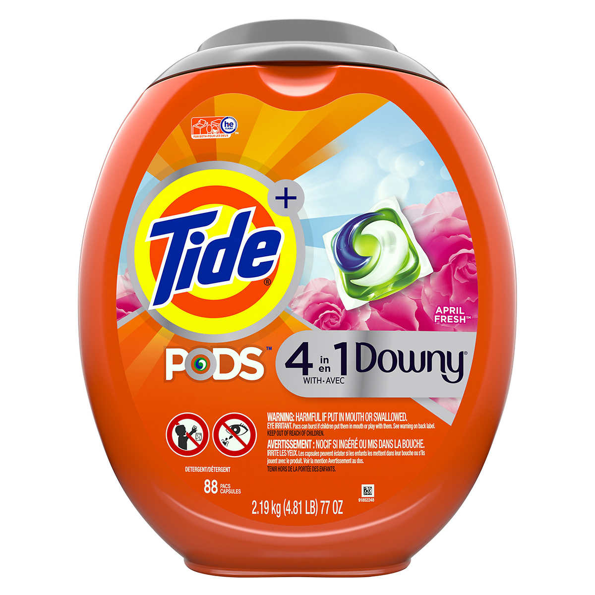 Tide PODS with Downy, Liquid Laundry Detergent Pacs, April Fresh, 88-count 汰渍四合一洗衣球  88粒