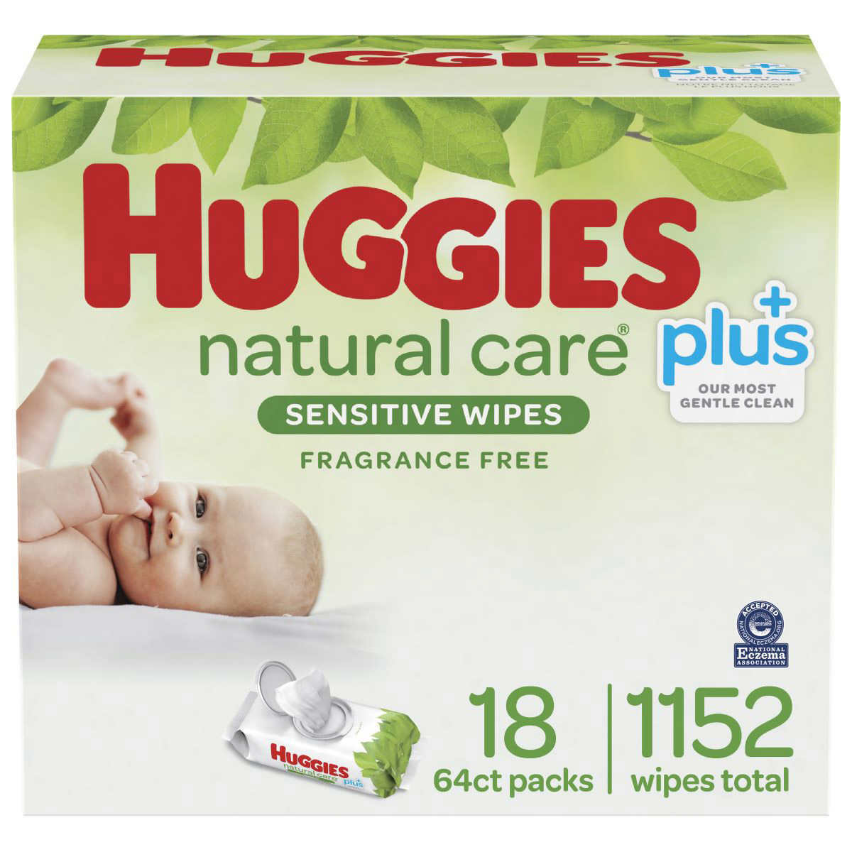 Huggies Natural Care Plus Wipes, 18-pack of 64 好奇 湿巾 64片*18包