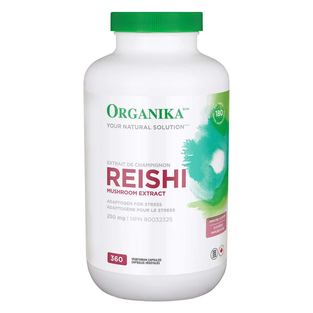 Organika Reishi天然有机赤灵芝胶囊高纯度250mg  360粒