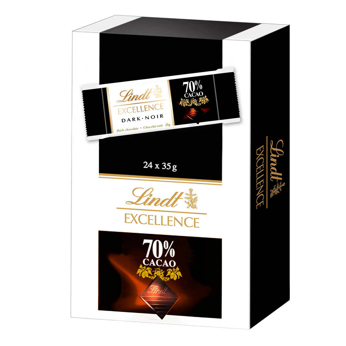 Lindt Excellence Bars 70% Cocoa Dark Chocolate 瑞士莲特醇排装70%可可黑巧克力  35gx24