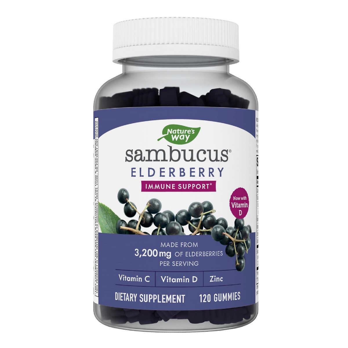 Nature’s Way Sambucus Elderberry with Vitamin C and Zinc, 120 Gummies-接骨木维生素软糖增强免疫力 120粒